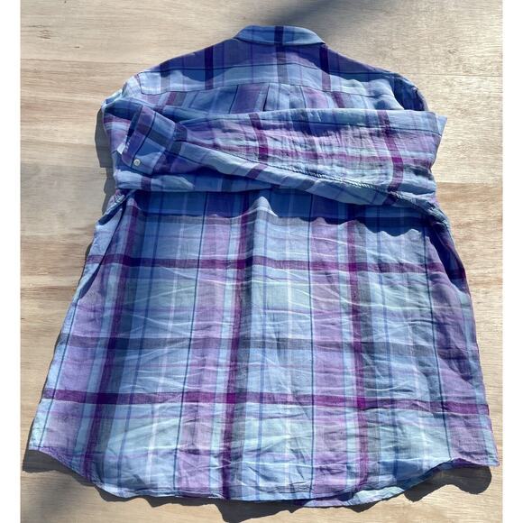 Vineyard Vines Shirt Linen Classic Fit Murray Button Down Men's Pink Blue Sz. XL - Picture 6 of 6